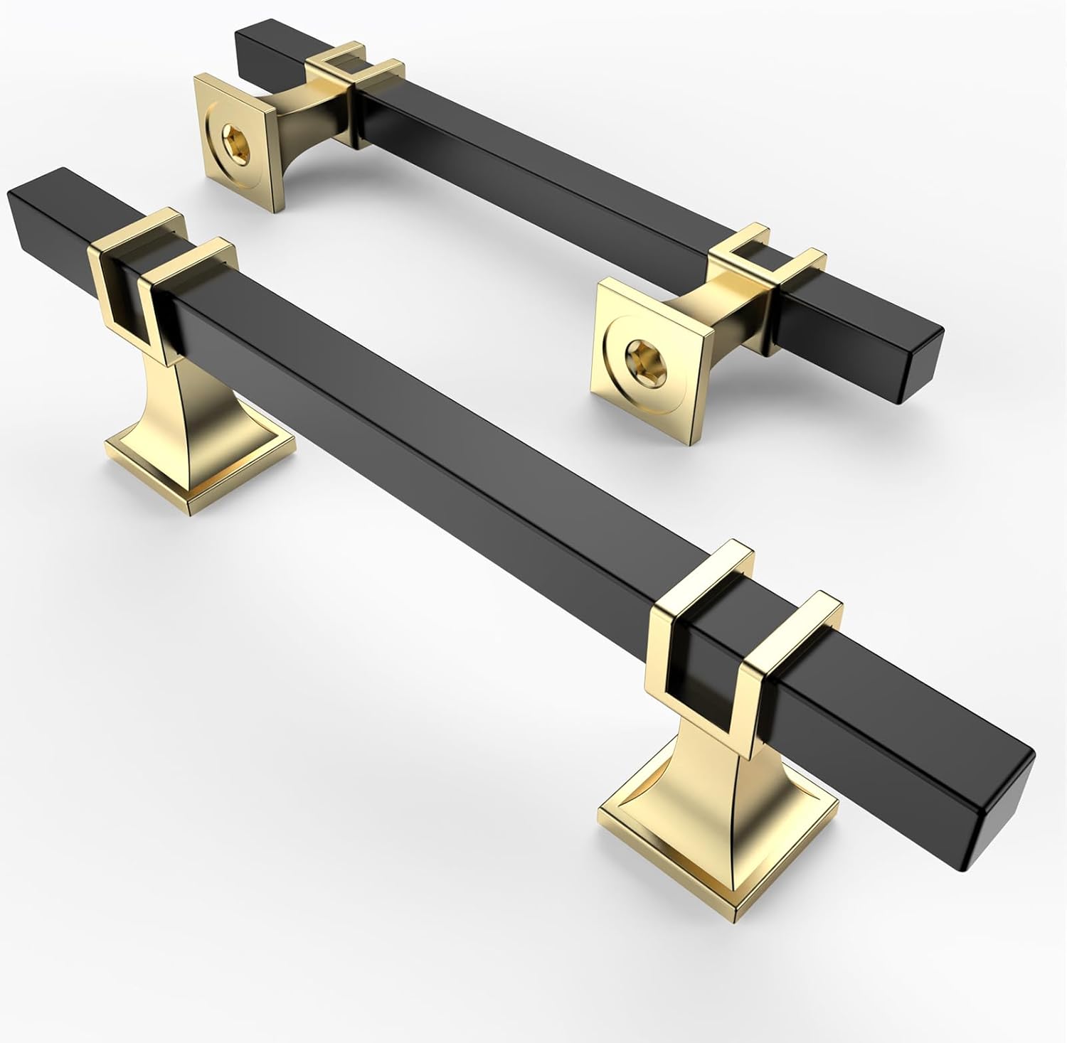 Asidrama 10 Pack 3.75 Inch Matte Black and Gold Cabinet Pulls