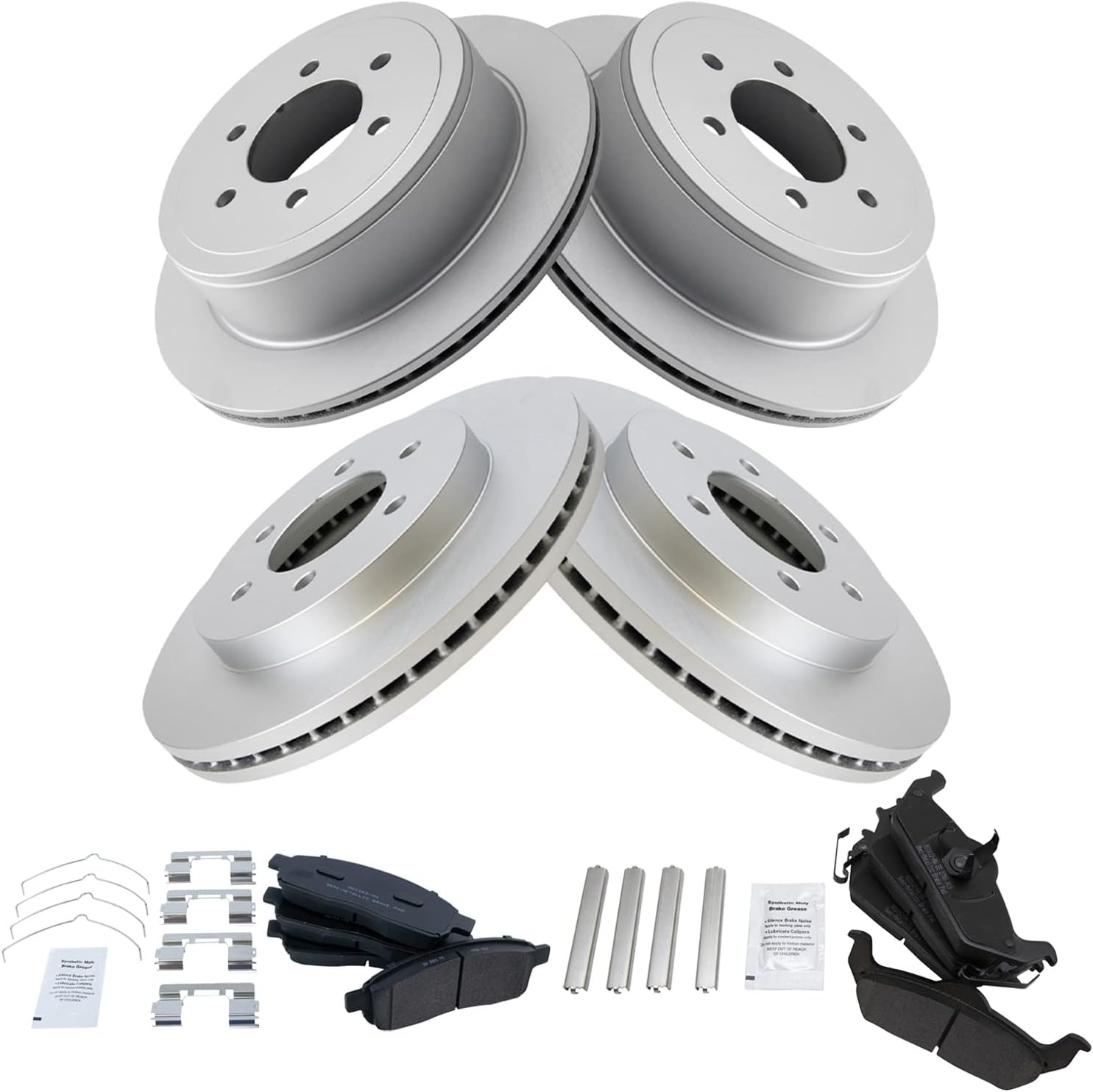 TRQ Front and Rear Brake Pad & Rotor Kit for Ford F-150