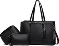 Laptop Tote Bag for Women Large Leather 4pc Set - USB Charging Port