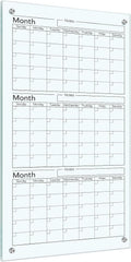 Glass Whiteboard Calendar 36 x 18 3 Month Planner - Clear Wall