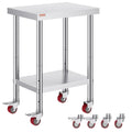 VEVOR Stainless Steel Work Table | Heavy-Duty 3-Stage Adjustable Shelf | Commercial Kitchen Prep