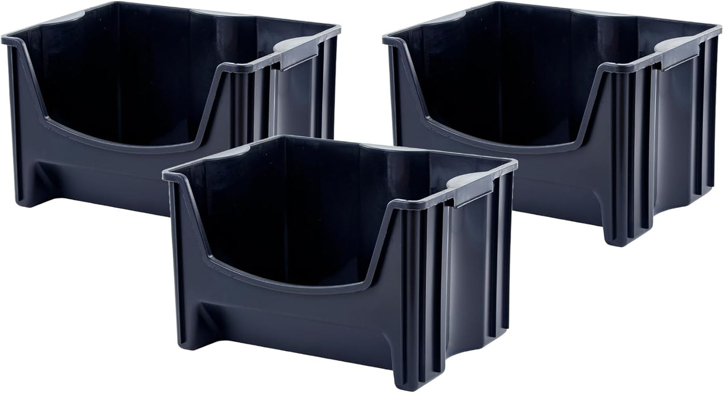 Mighty Tuff Jumbo Stackable Storage Bins for Home and Garage