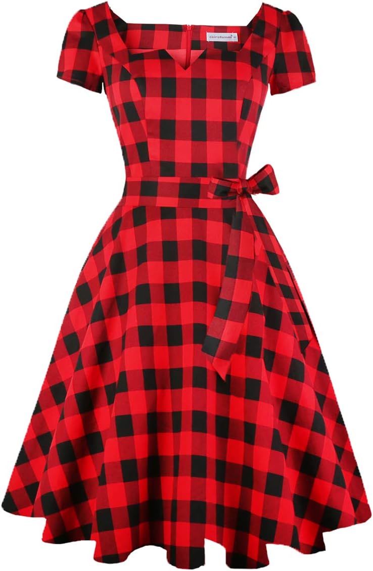 Girstunm Women's Classic Tea Dress with Pockets for Any Occasion