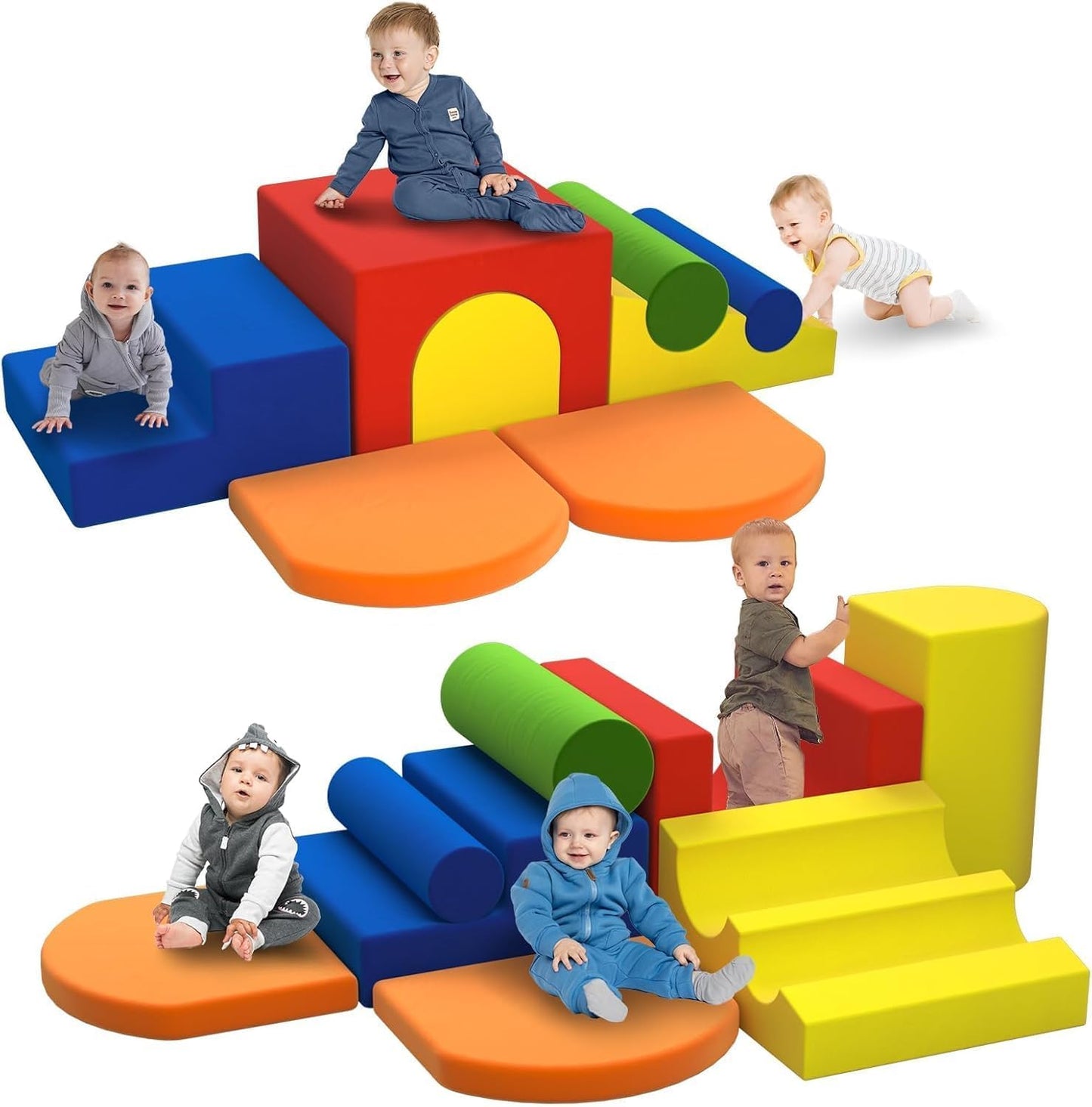 Toddler Climbing Toys Indoor - 8-Piece Colourful Foam Blocks
