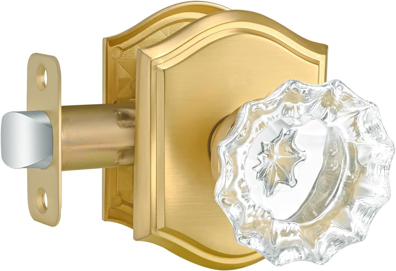 Crystal Glass Gold Door Knob for Passage Interior Doors