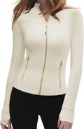 SUUKSESS Women's Cropped Golden Workout Jacket with Full Zip