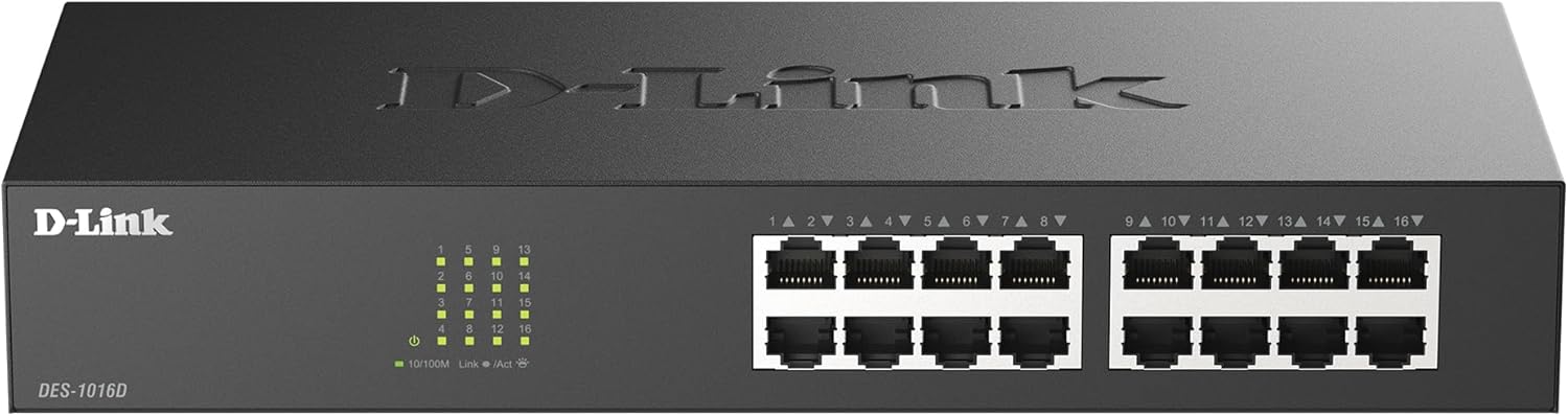D-Link 16 Port Fast Ethernet Switch for Reliable Networking
