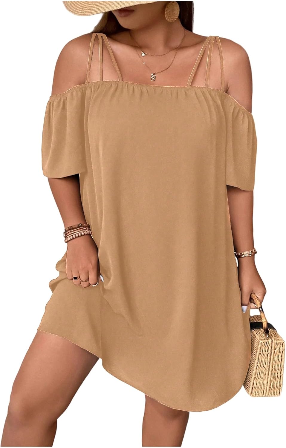 Stylish Plus Size Off Shoulder Short Sleeve Summer Dress