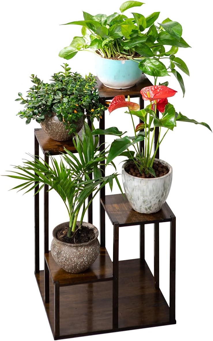 COPREE Bamboo 4 Tiers Plant Stand for Indoor and Outdoor Use