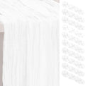 White Cheesecloth Table Runner 35x120 in 10 Pack - Rustic Sheer Decor