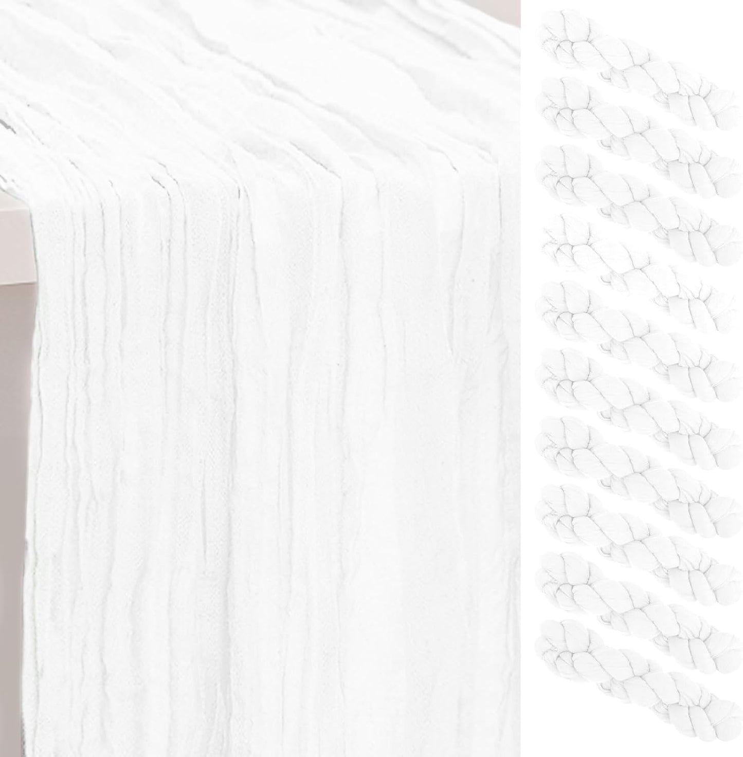 10 Pack White Cheesecloth Table Runner for Elegant Events