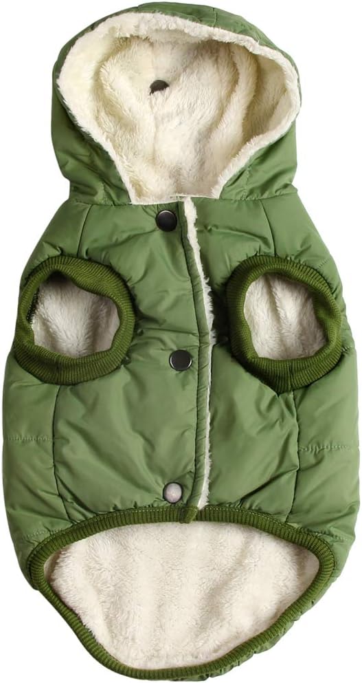 Fleece Lining Extra Warm Dog Hoodie for Large Dogs in Green