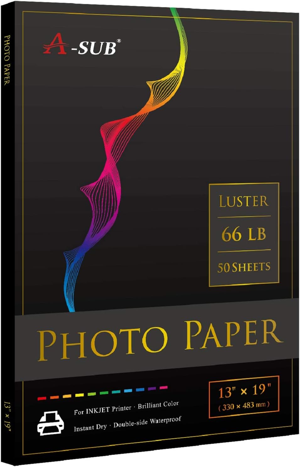 A-SUB Premium Photo Paper Luster 13x19 Inch for Inkjet Printers