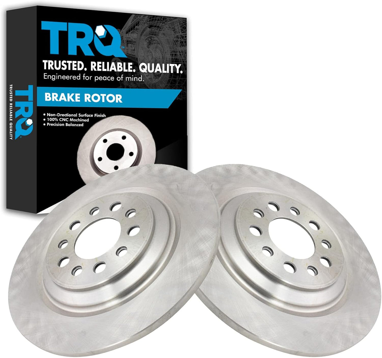 TRQ Rear Brake Rotors Set Solid for 2014-2023 Jeep Cherokee