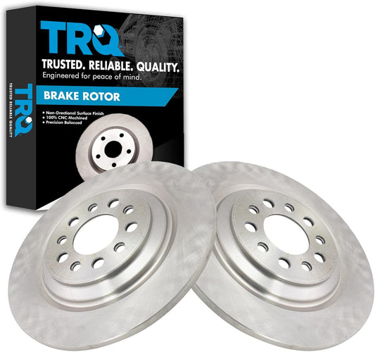TRQ Rear Brake Rotors Set Solid for 2014-2023 Jeep Cherokee