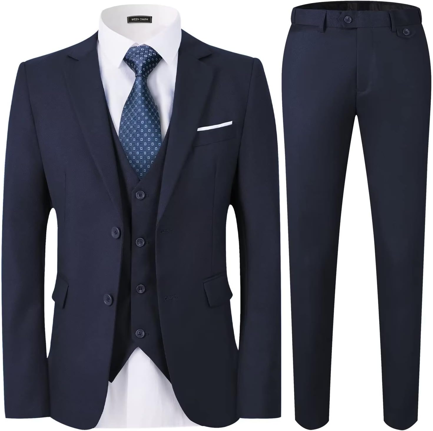 WEEN CHARM Men's Slim Fit 3 Piece Suit Set for Every Occasion