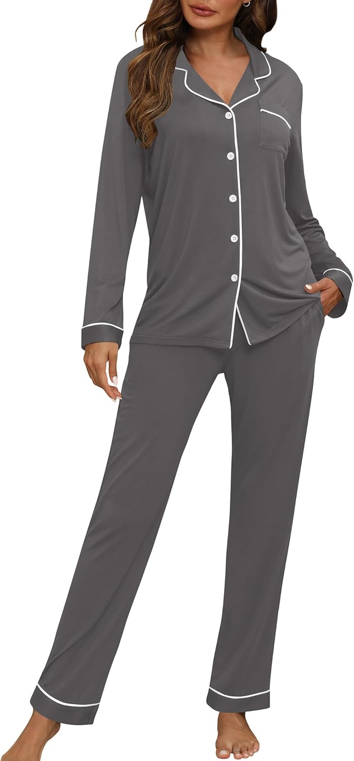 HNG Women Pajama Set Long Sleeve Sleepwear for Ultimate Comfort
