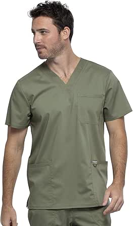 Cherokee V-Neck Men's Scrubs Top with Pockets for Comfort