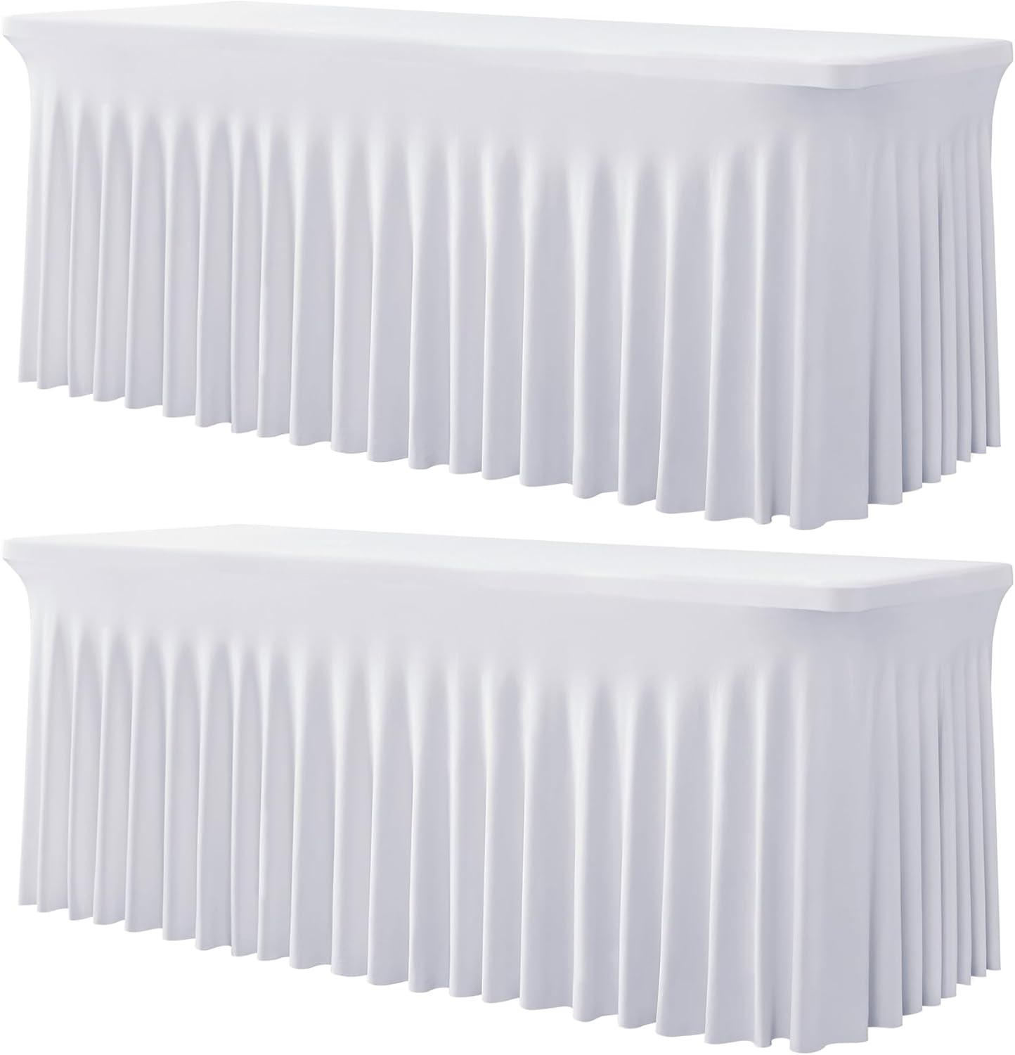 2 Pack White Spandex Tablecloths for 5 Foot Rectangle Tables
