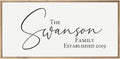 Personalized Framed Family Name Sign 18x36 - Custom Established Sign