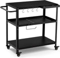 Outdoor Grill Cart Table with Lockable Casters and Storage - Sturdy
