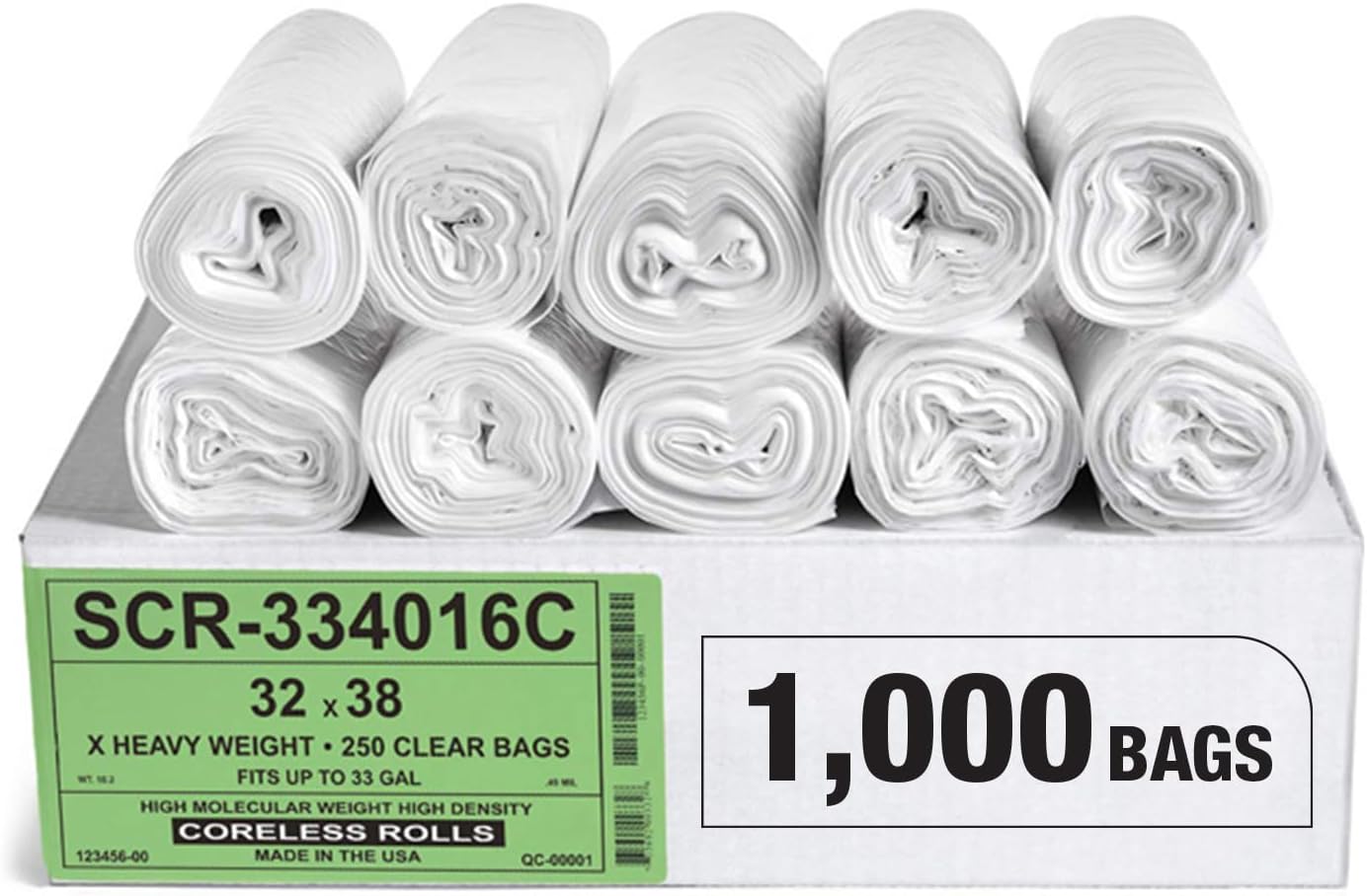 33 Gallon High Density Trash Bags for Home and Office Use