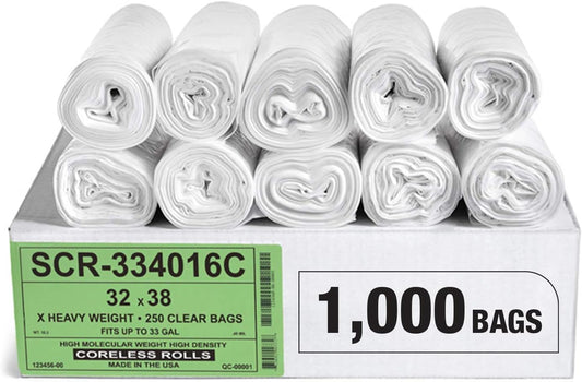 33 Gallon High Density Trash Bags for Home and Office Use