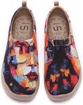 UIN Women's Slip On Sneakers Knitted Art Painted Casual Loafers