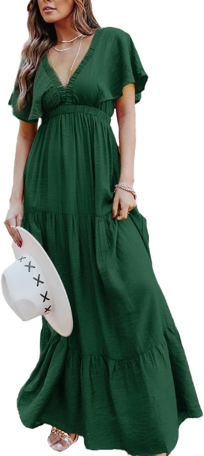 Amegoya Women's Casual Floral Maxi Dress for Summer Fun