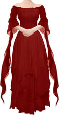 Victorian Dress Puff Sleeve Off Shoulder Ruffle Plus Size YEAXLUD
