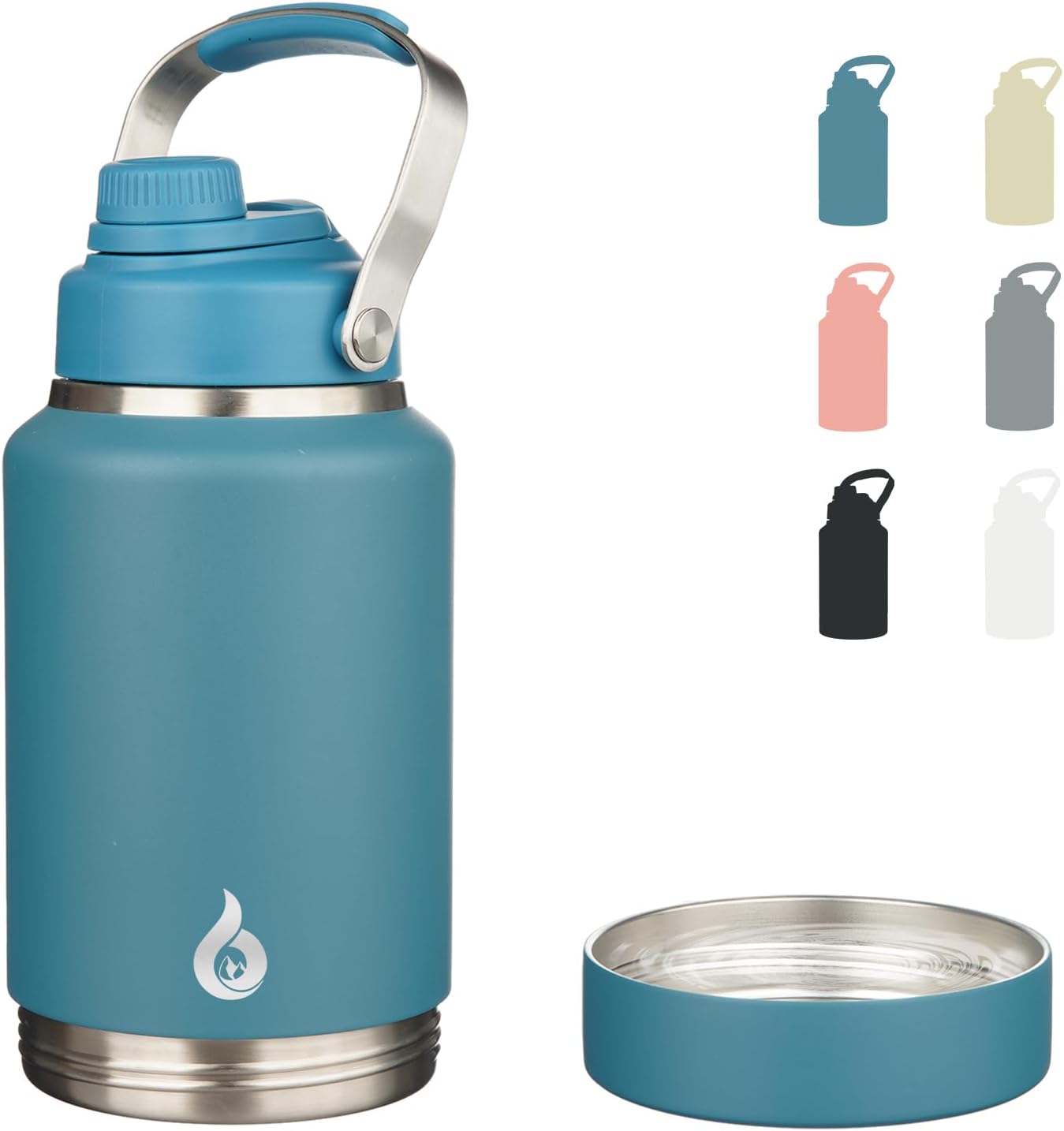 64oz Insulated Water Bottle with Bowl, BPA Free & Durable Design