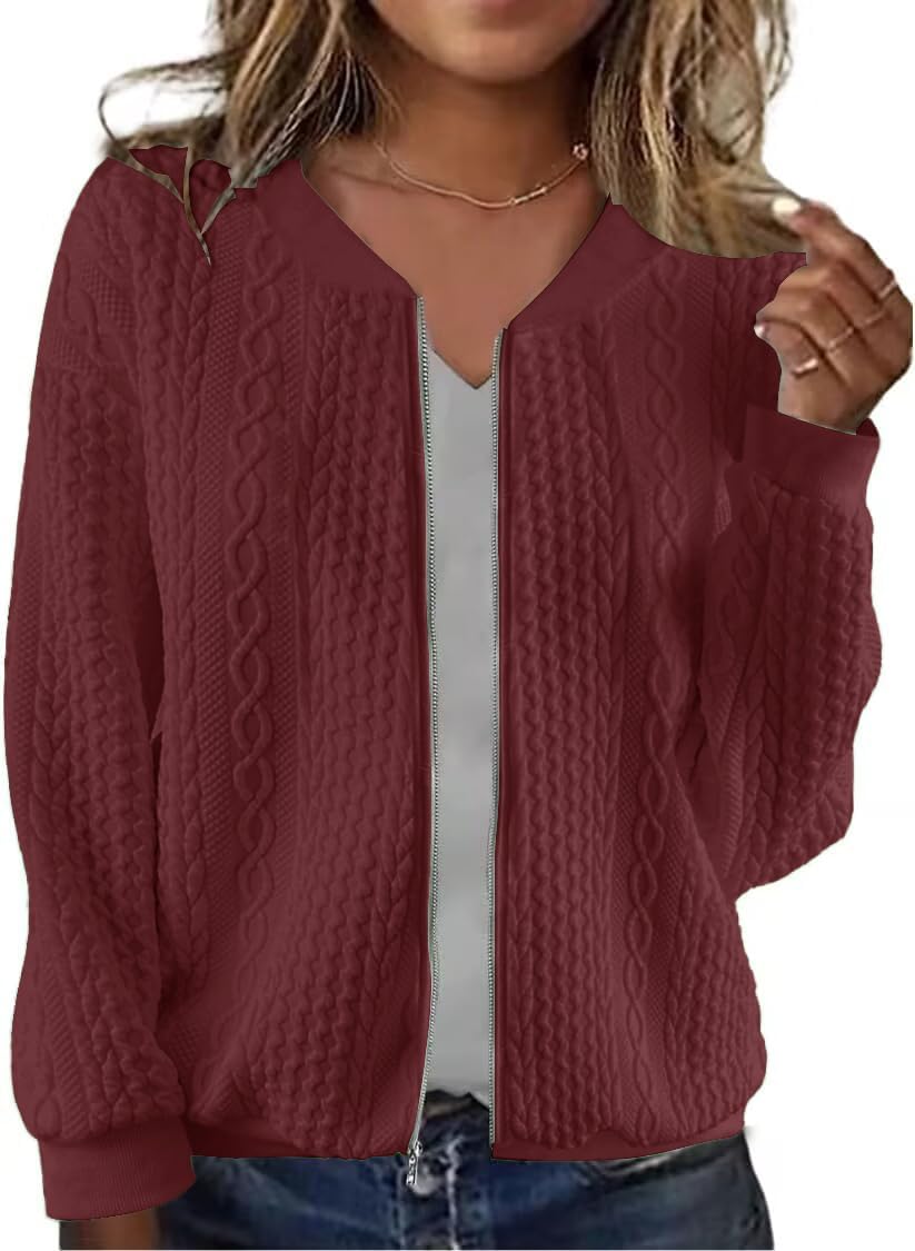 Women's Zip Up Sweatshirt Jacket with Pockets for Casual Wear