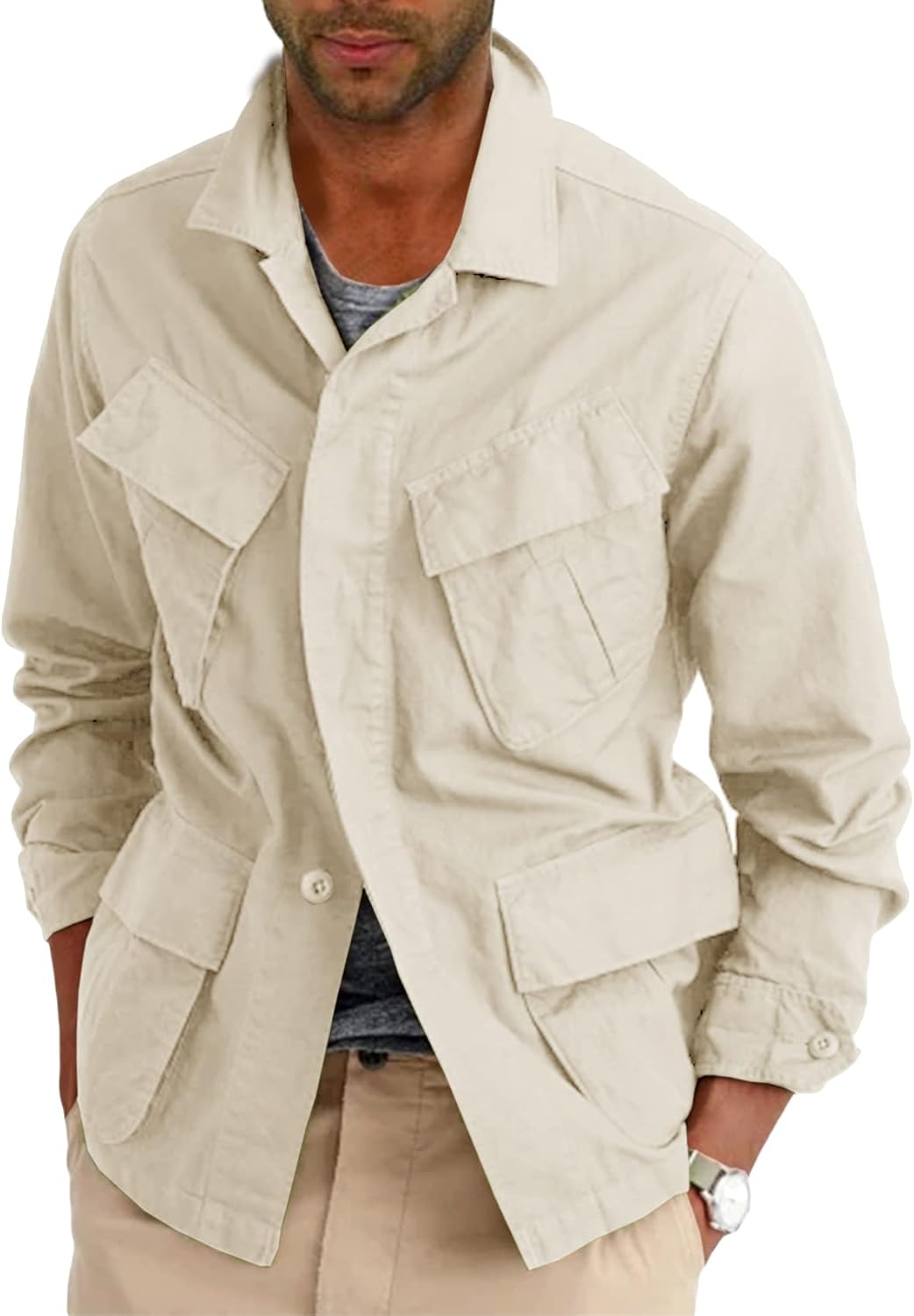 Runcati Mens Lightweight Safari Jacket for Outdoor Adventures