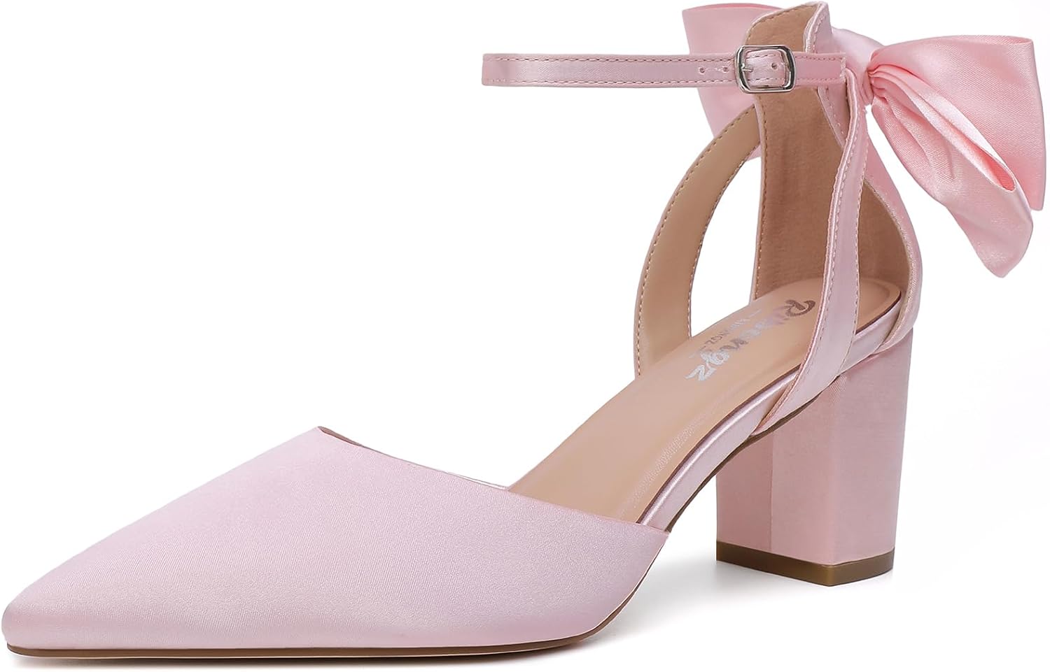 RIBONGZ Wedding Bridal Shoes for Women with Chunky Block Heels