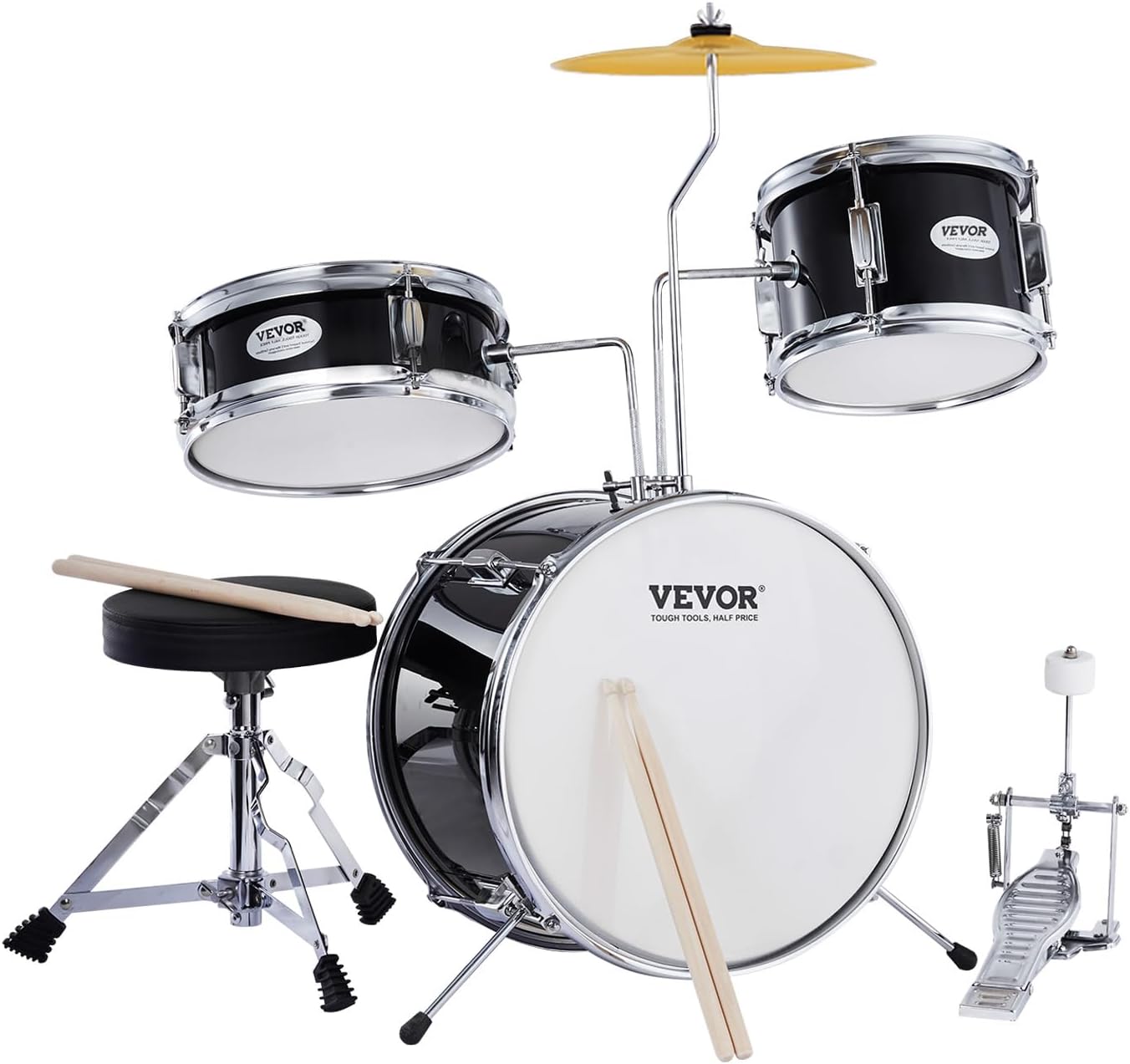 VEVOR Kids Drum Set - 3-Piece Beginner Drum Kit for Children