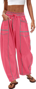 Womens Barrel Sweatpants High Waisted Wide Leg Lounge Pants - Comfy
