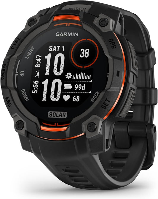 Garmin Instinct 3 Smartwatch: Solar-Powered GPS & Built-in Flashlight