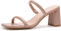 Women's Square Open Toe Heeled Sandals Two Strap Mules (Style 4Q32)