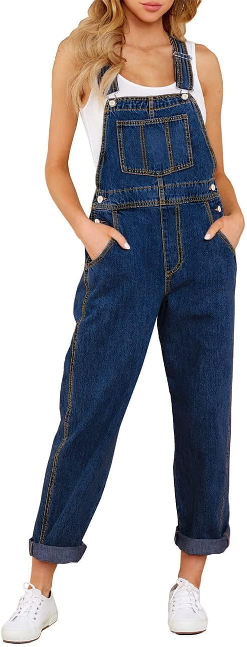 Vetinee Womens Classic Adjustable Straps Denim Bib Overalls