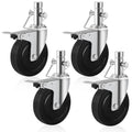 5 in Scaffolding Wheels Round Stem Casters Set of 4 - Heavy Duty