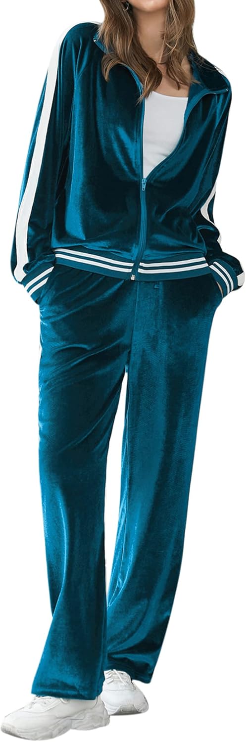 Ekouaer Women's Velvet Tracksuits for Cozy Lounge Wear