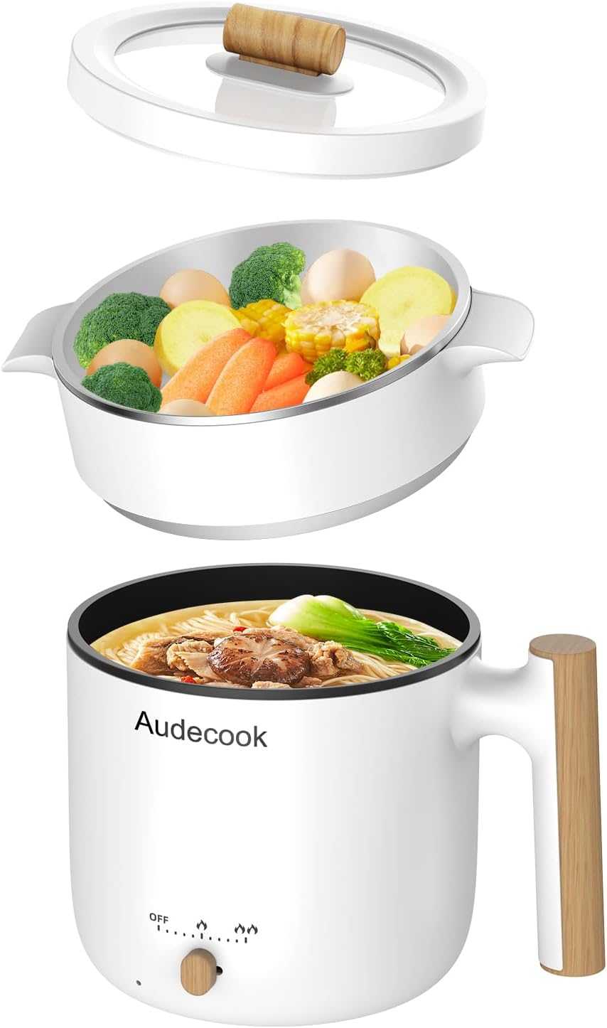 Audecook Hot Pot Electric Mini Cooker for Ramen and More