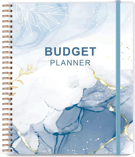 Blue Watercolor Budget Planner with Pockets - Control Your Money!