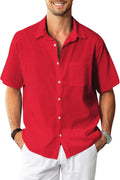 KYKU Linen Shirts for Men Casual Short Sleeve Button Down (Style DPBX)