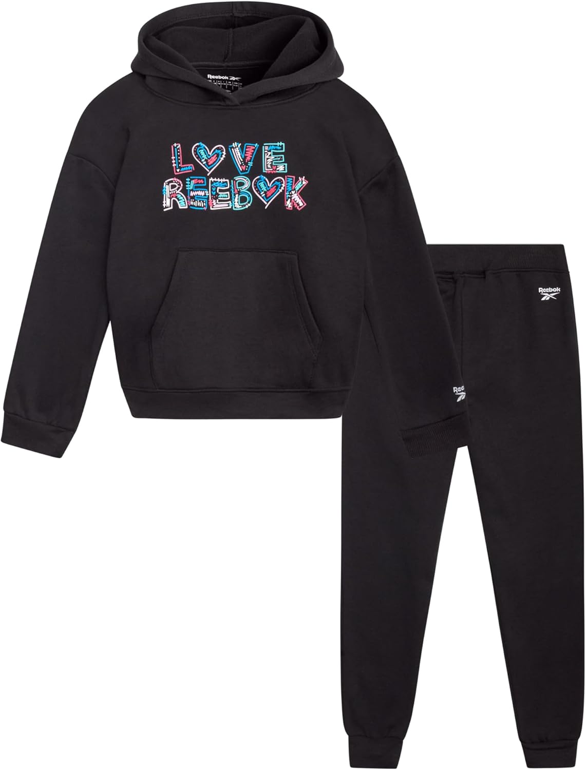 Reebok Girls' Sweatsuit Set - Cozy 2 Piece Fleece Outfit