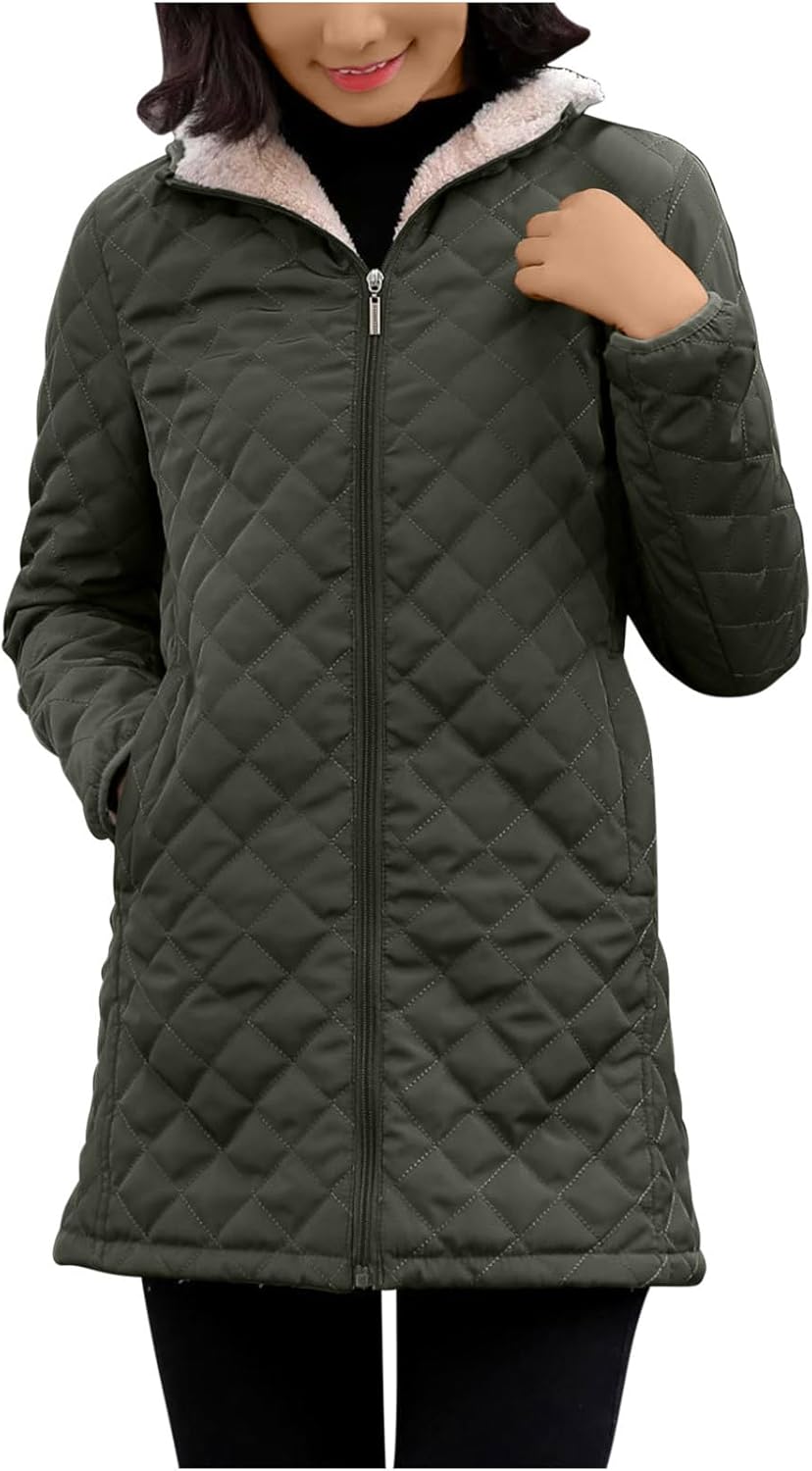 Warm Sherpa-Lined Winter Coat with Pockets