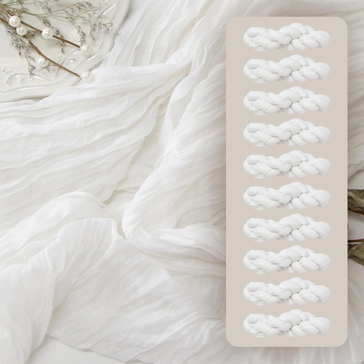Ivory White Gauze Table Runner for Elegant Weddings and Events