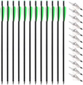TOPARCHERY 12pcs 20in Carbon Crossbow Arrows with Broadheads