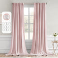 MIULEE Baby Pink Back Tab Blackout Curtains 96 in Panels - Room