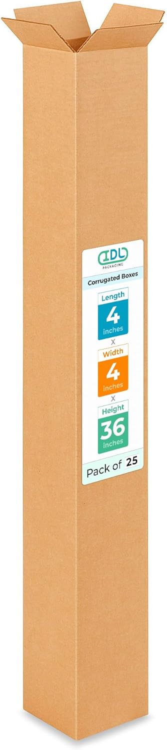 Tall Moving & Shipping Boxes 4in x 4in x 36in - 25-Pack Extra Strength